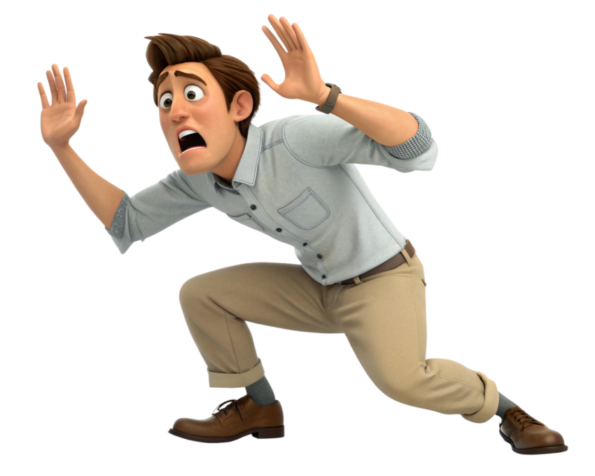 Surprised Man Expresses Shock and Fear Png