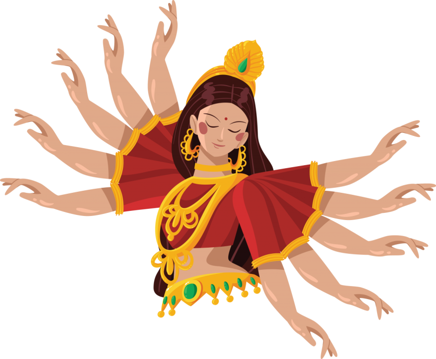 Hand Drawn Goddess Durga Vector Image