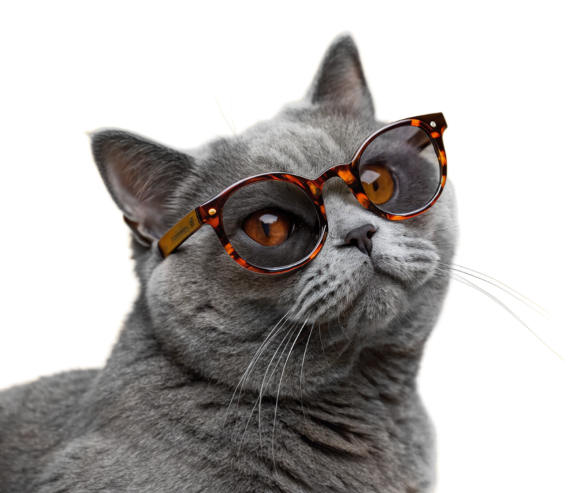 Adorable Gray Cat Wearing  Sunglass Png Image