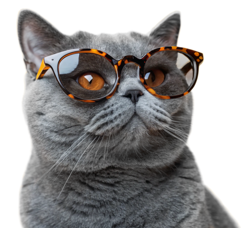 Adorable Gray Cat Wearing Sunglass Png Image