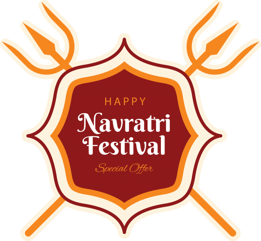 Happy Navratri Traditional Label Design Template