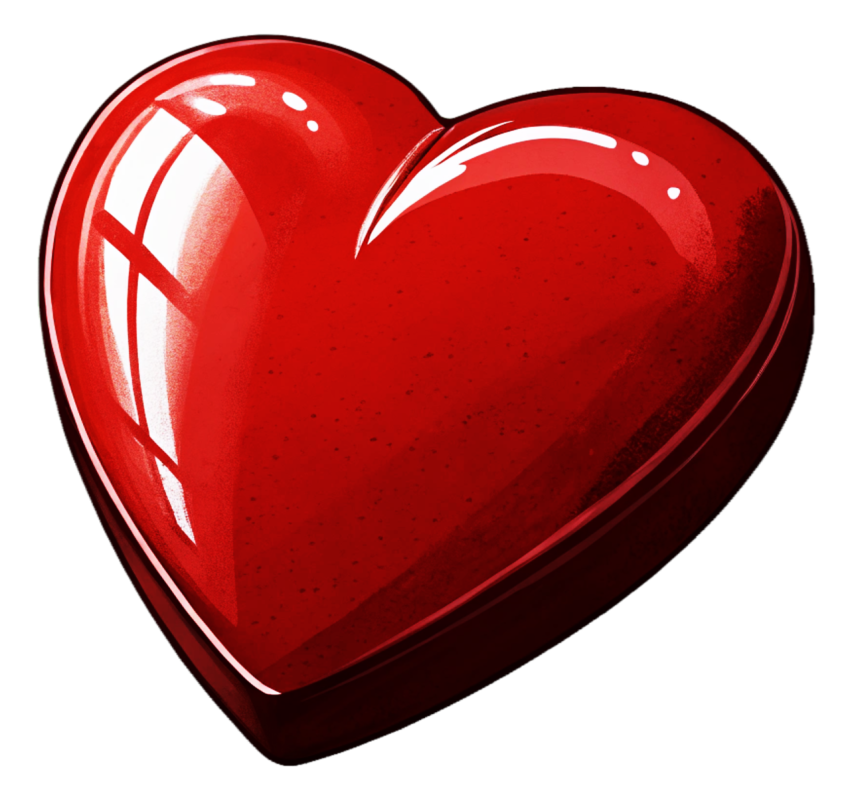 Glossy Red Heart Shaped Png Image