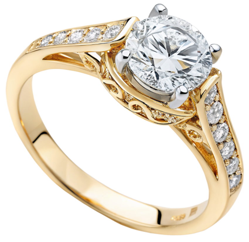 Gold dimond ring png image