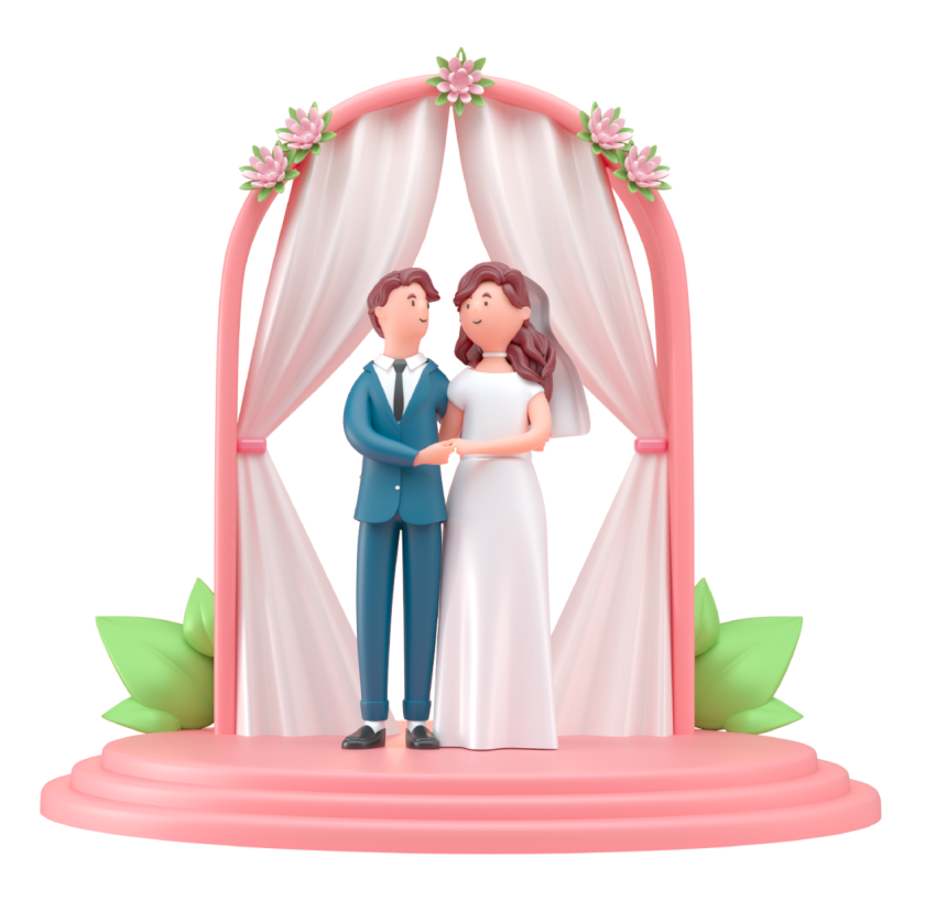 3D Wedding Couple PNG