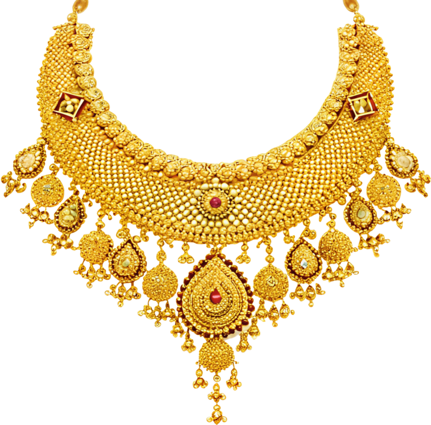 Gold necklace png image