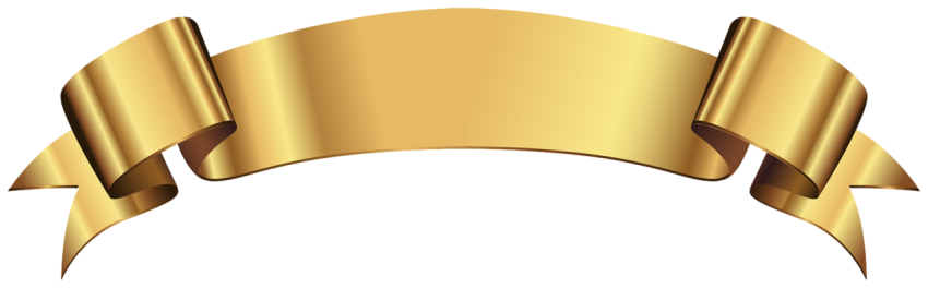 Golden Ribbon Banner on Transparent Background