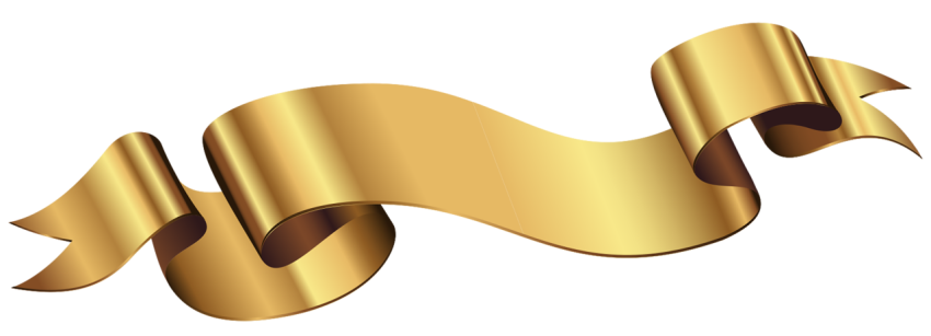 Golden Ribbon Banner on Transparent Background