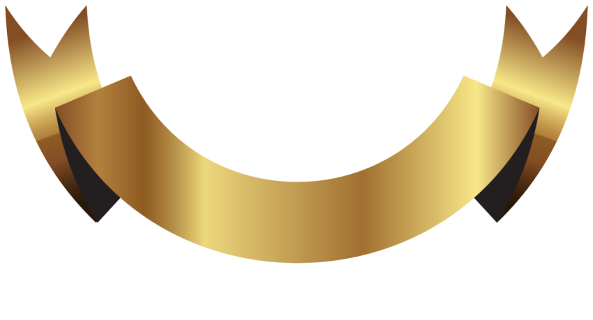 Golden Ribbon Banner on Transparent Background
