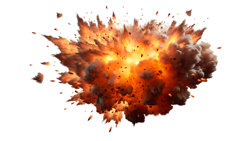 Dramatic Explosion with Flames and Smoke Png Image