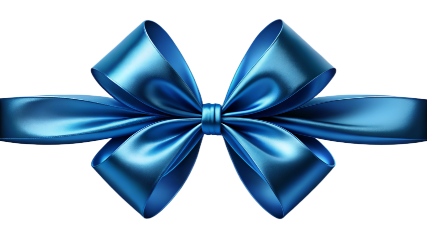 Blue Ribbon Bow on Transparent Background Png