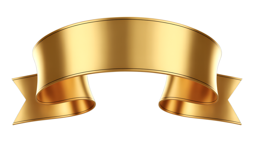 Golden Ribbon Banner on Transparent Background