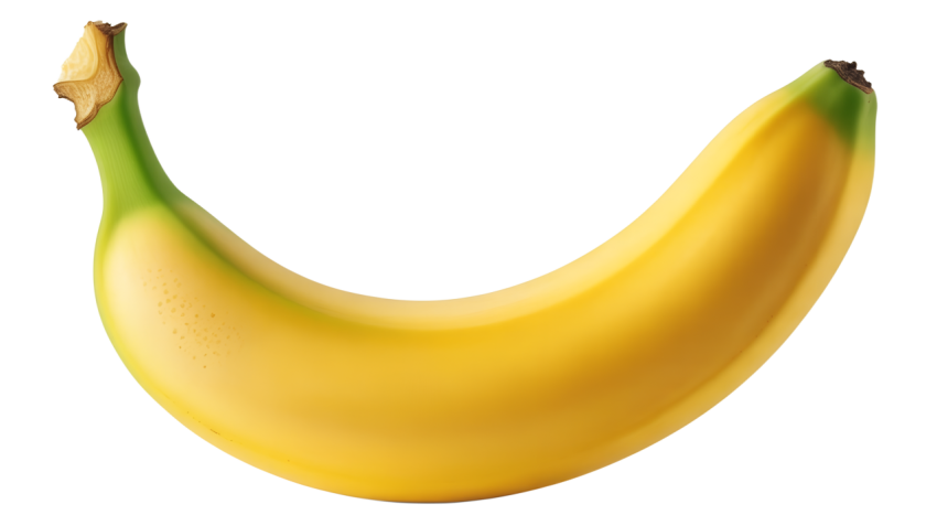 Fresh Single Banana on Transparent Packground