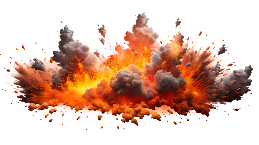 Dramatic Explosion with Flames and Smoke Png Image
