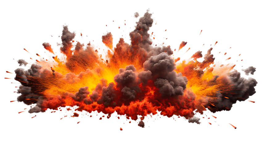 Dramatic Explosion with Flames and Smoke Png Image