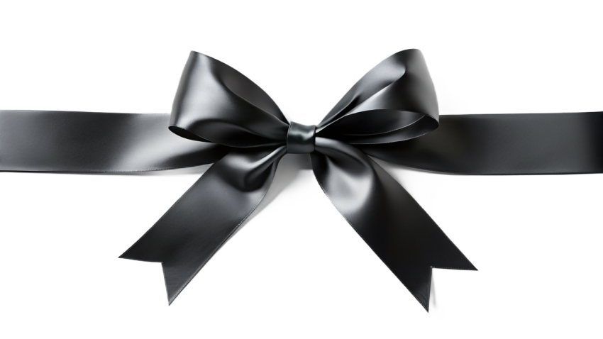 Black Ribbon Bow Isolated on transparent Background