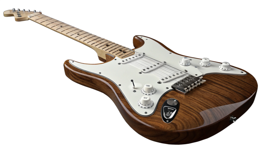 Classic Electric Guitar on Transparent Background