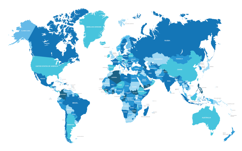 Blue world map png transparent image