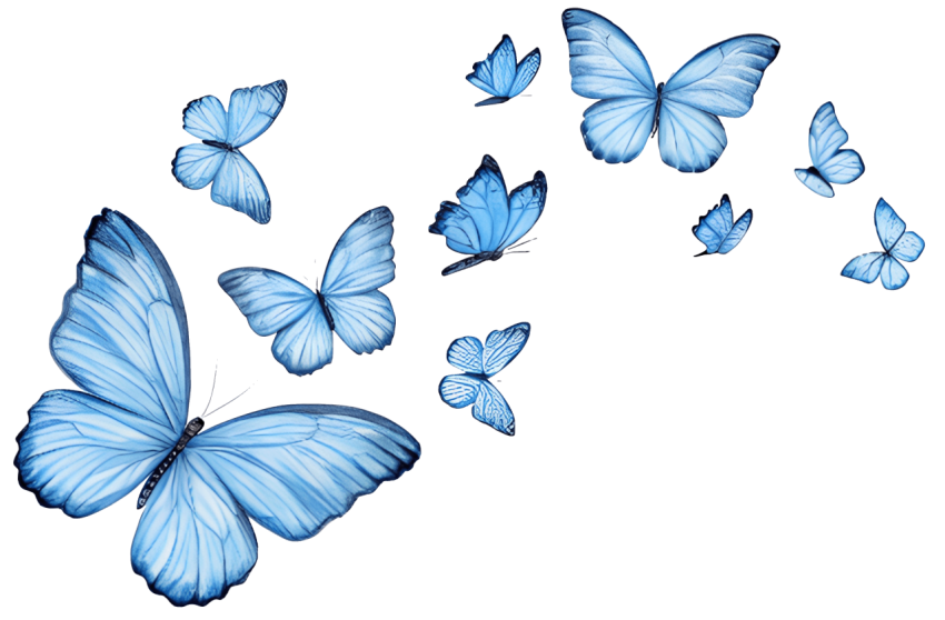 Blue Butterflies Flying with Delicate Png Image