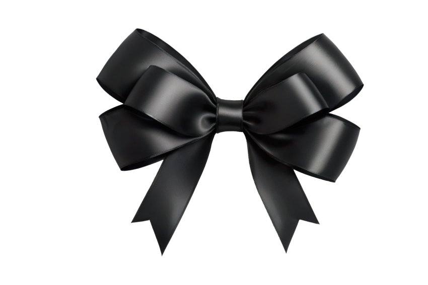 Elegant Black Bow on transparent Background