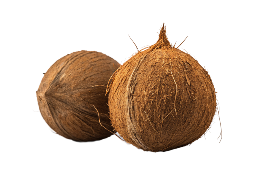 Brown Coconuts on a Transparent Background