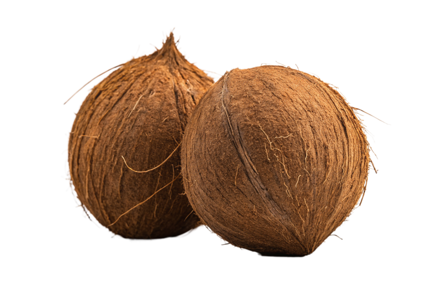 Brown Coconuts on a Transparent Background