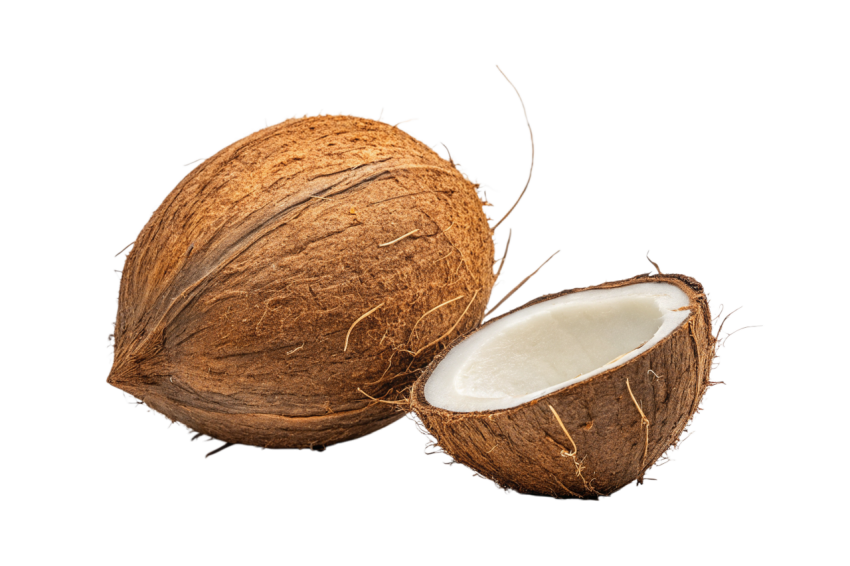Whole Coconut and Halved Coconut Png
