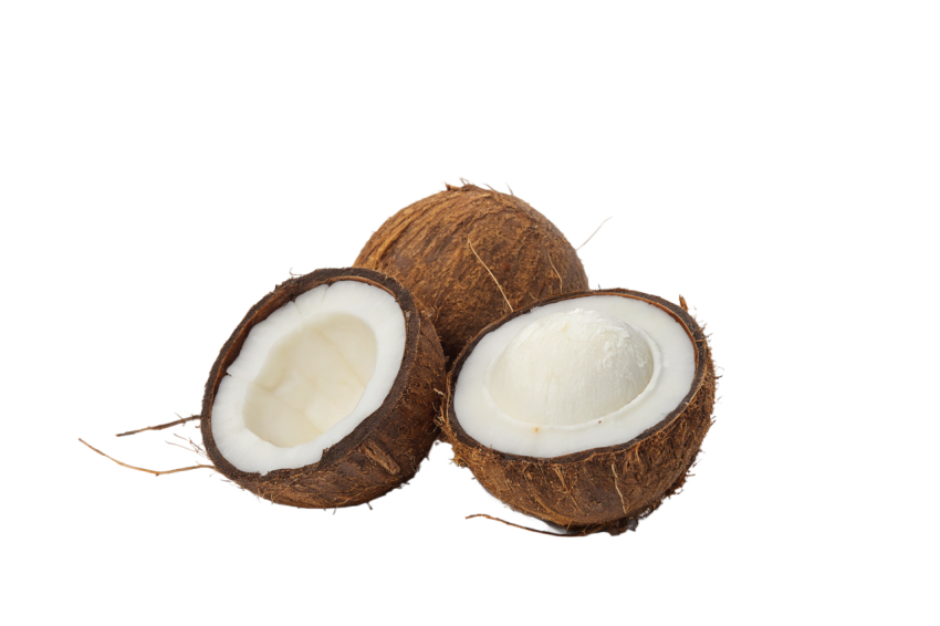 Halved Coconut on Transparent Background