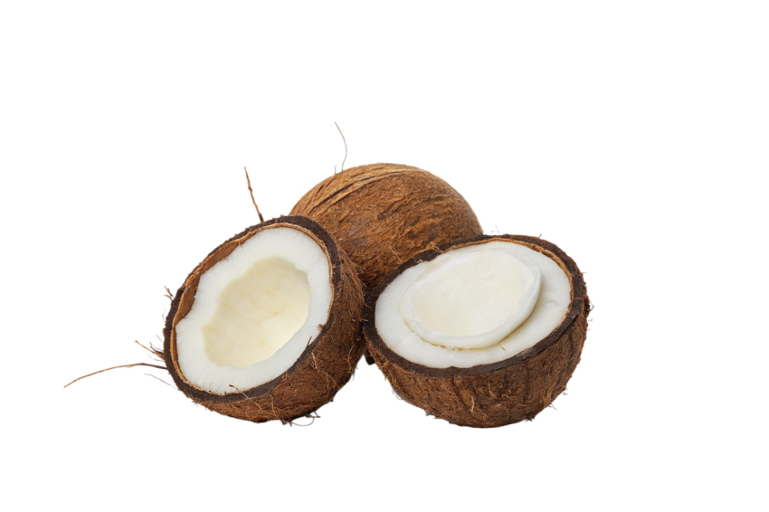 Halved Coconut on Transparent Background