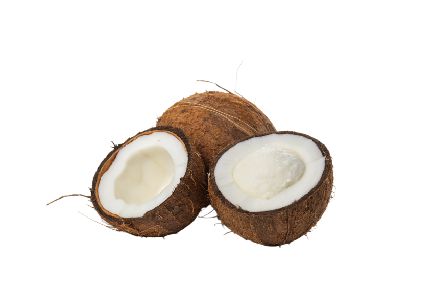 Halved Coconut on Transparent Background