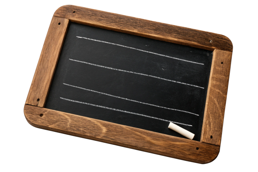 Black wooden frame chalkboard image png