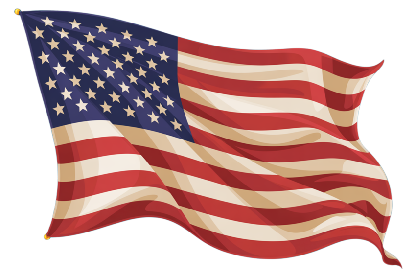 Illustration of the American Flag Waving Png