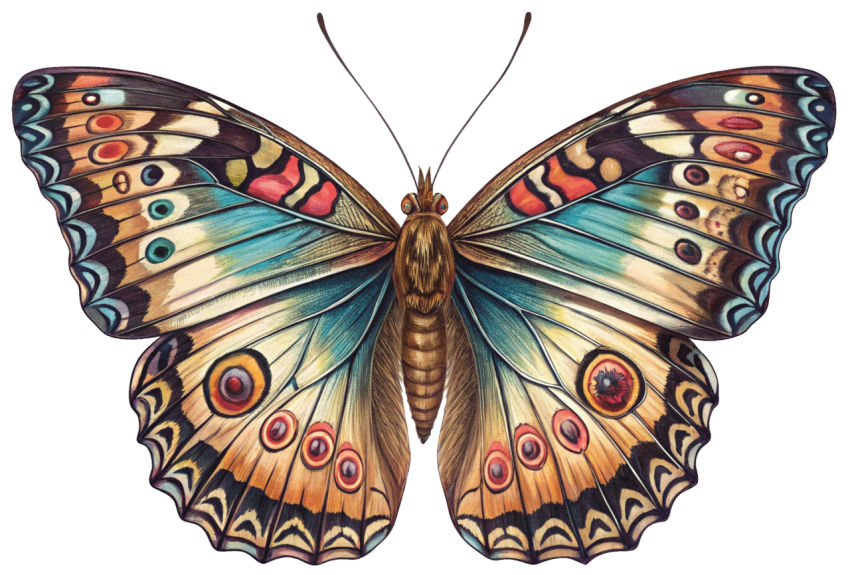 Colorful  Patterns Butterfly PNG