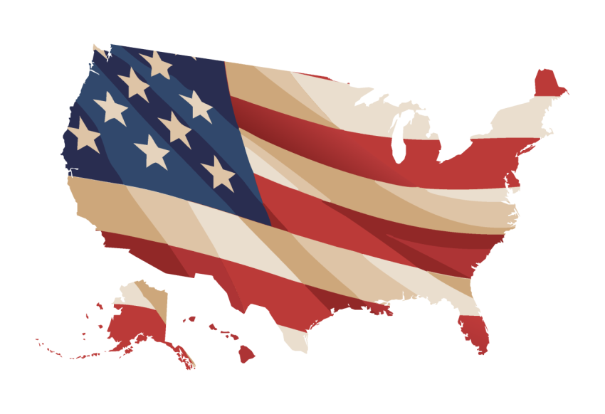 United States Map with American Flag Png