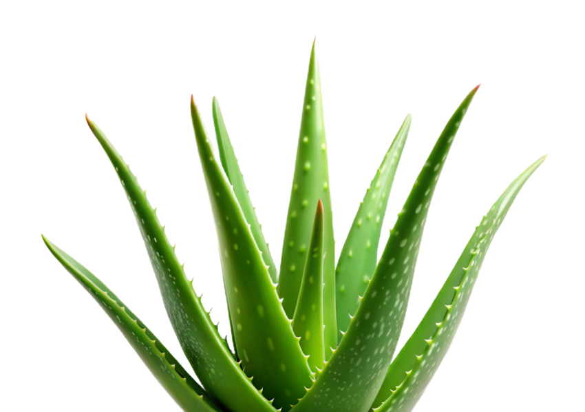 Green Aloe Vera Plant Leaves on Transparent Background