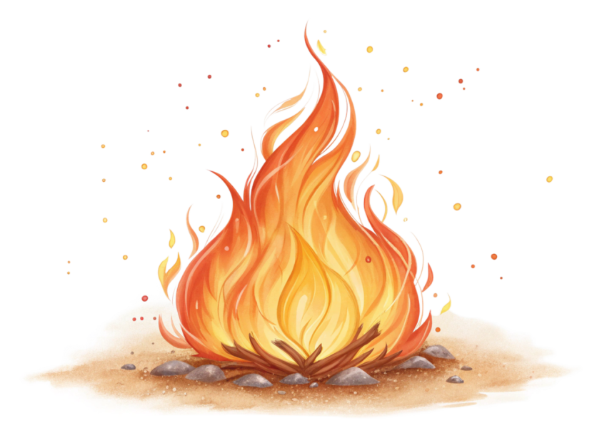 Realistic fire illustration png image