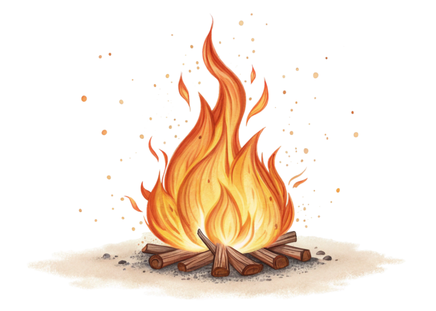 Realistic bonfire illustration png image