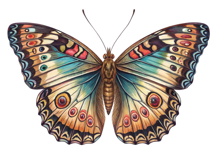 Colorful  Patterns Butterfly PNG
