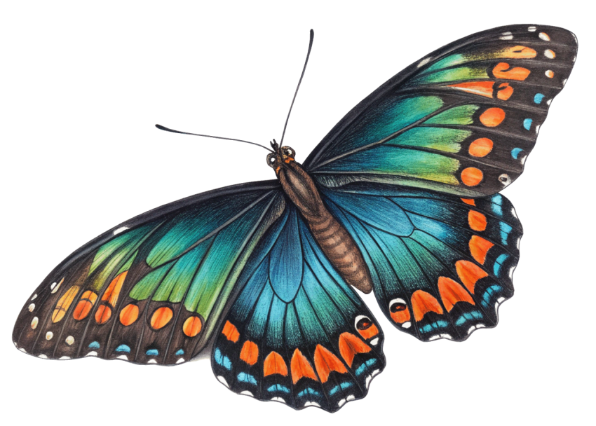 Colorful  Patterns Butterfly PNG