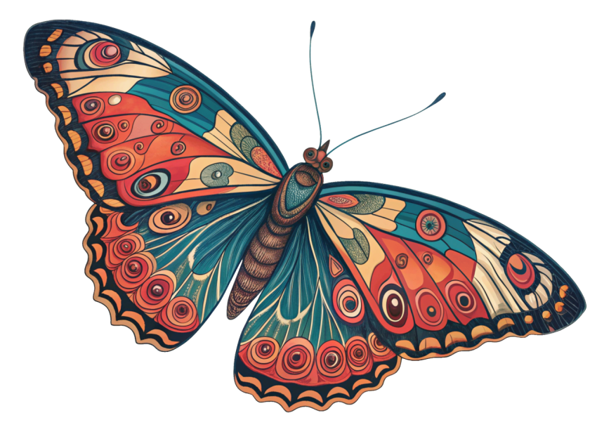 Colorful Patterns Butterfly PNG