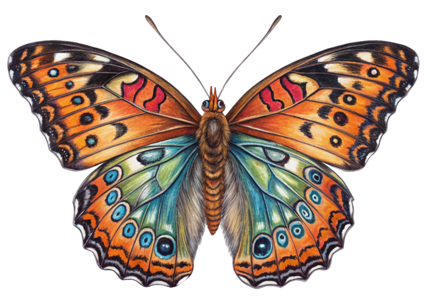 Colorful  Patterns Butterfly PNG