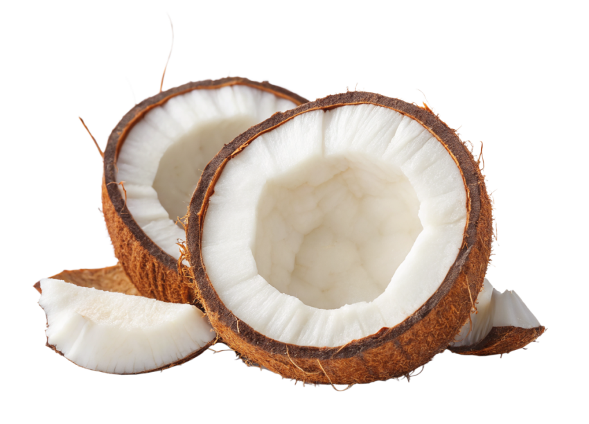 Halved Coconut on Transparent Background