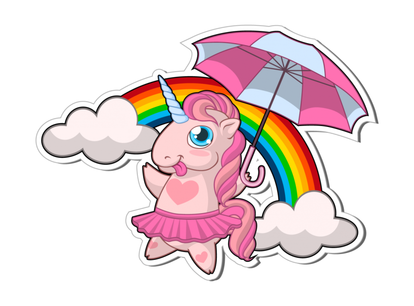 Pink Unicorn with Rainbow Sticker Png