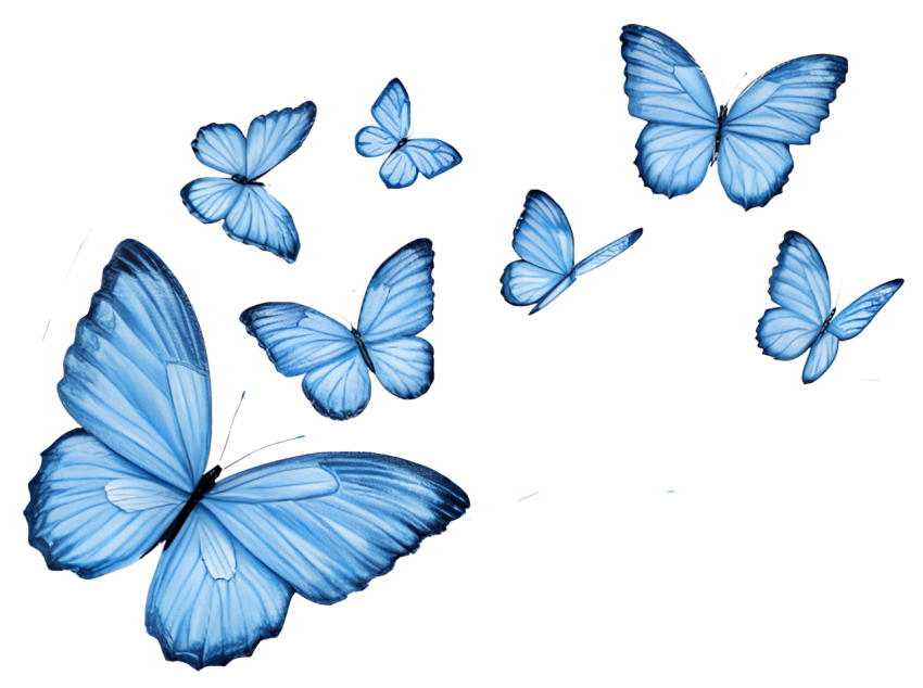 Blue Butterflies Flying with Delicate Png Image