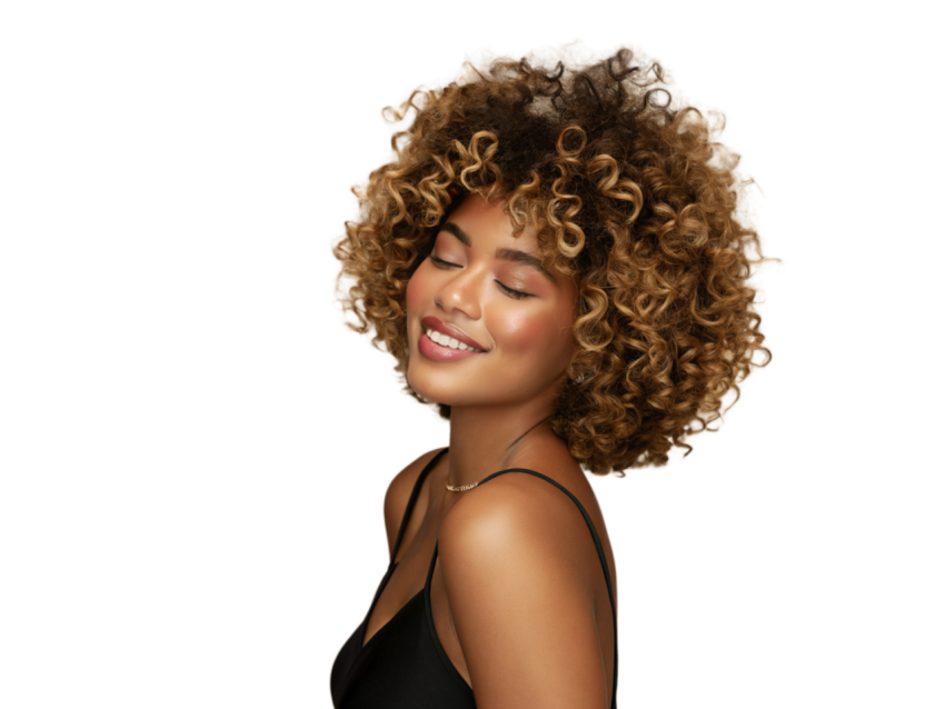 Smiling Woman Model With Curly Hair Png
