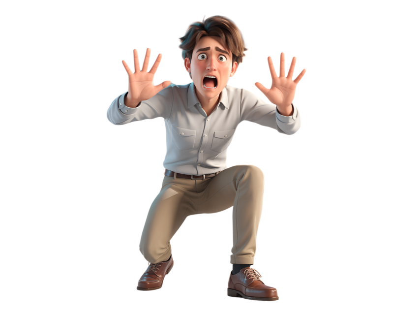 Surprised Man Expresses Shock and Fear Png