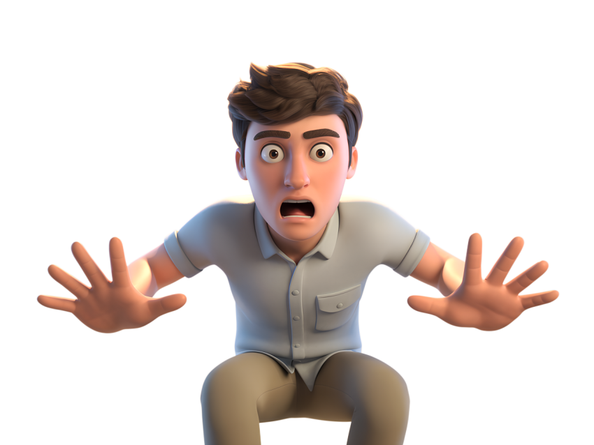 Surprised Man Expresses Shock and Fear Png