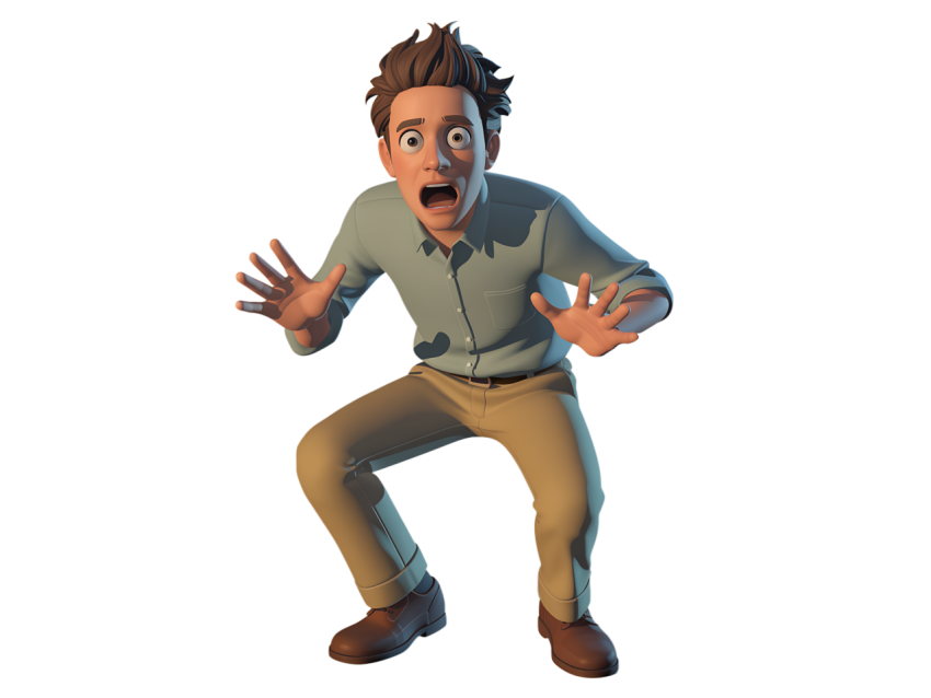 Surprised Man Expresses Shock and Fear Png