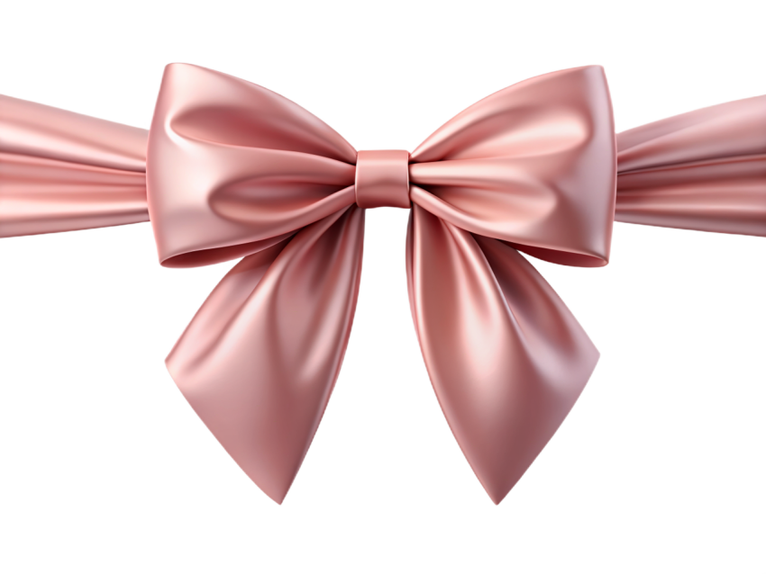 Elegant Pink Ribbon Bow on Transparent Background