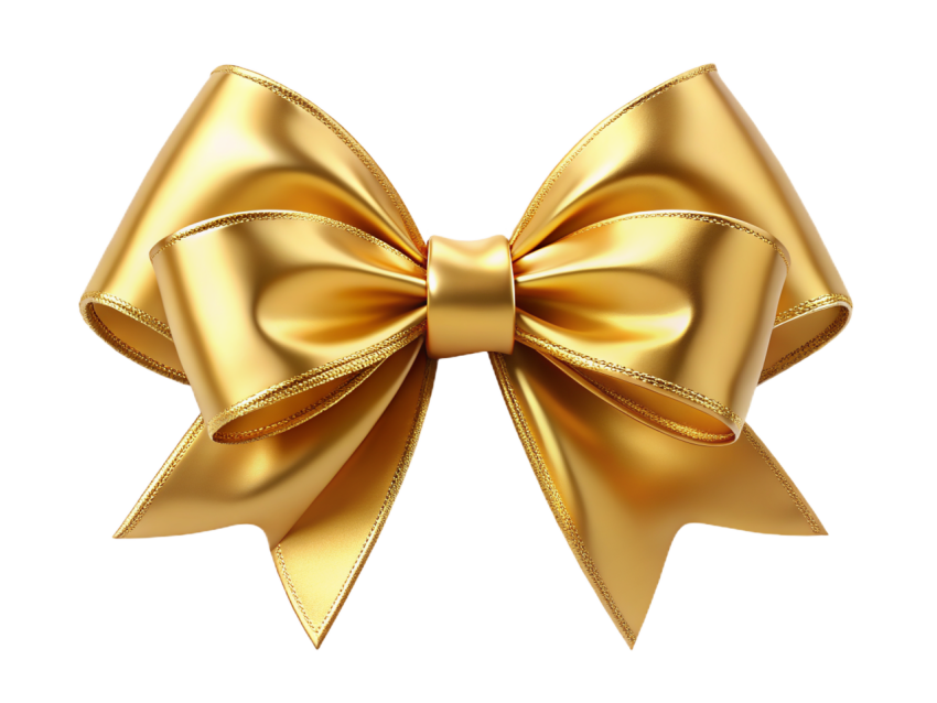 Elegant Golden Satin Bow Png