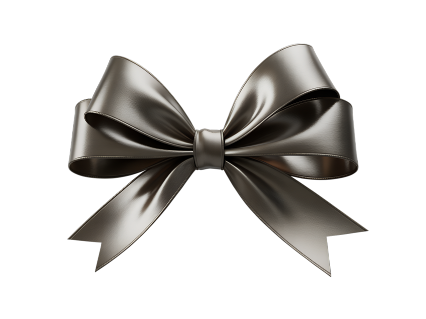 Elegant Black Bow on transparent Background